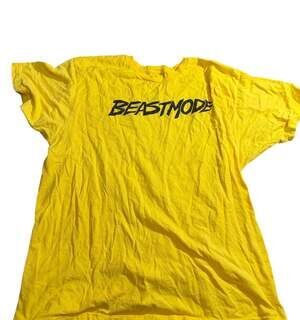 Beastmode Yellow Graphic Gym T Shirt Mens XL Fitness Workout Tee